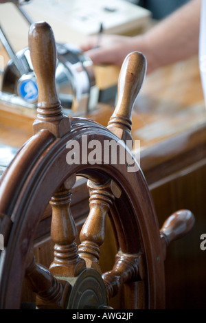 steering  wheel of a ship Stock Photo