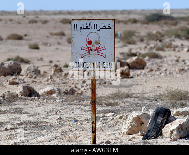 Danger Minefield sign in Mauritania Stock Photo