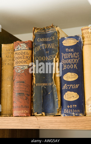 detail of antique recipe books in the home of a well known London chef Stock Photo