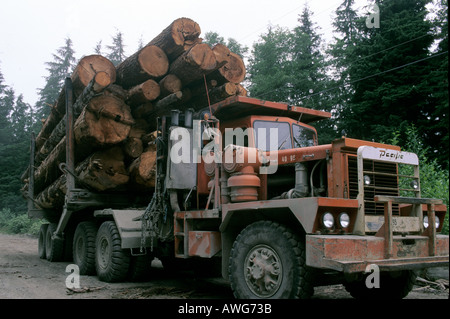 Logging truck Vancouver Island BC Canada Stock Photo