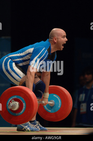 Scottish Weightlifter Tommy Yule at the Commonwealth games in Melbourne Australia Stock Photo