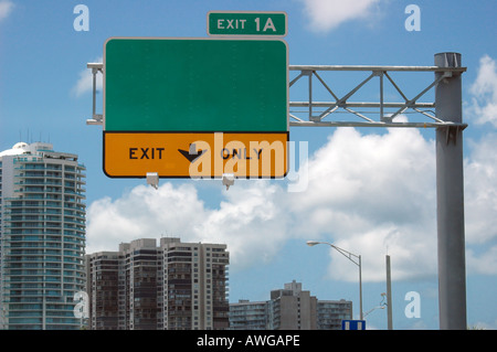 Highway sign direction and exit sign Stock Photo