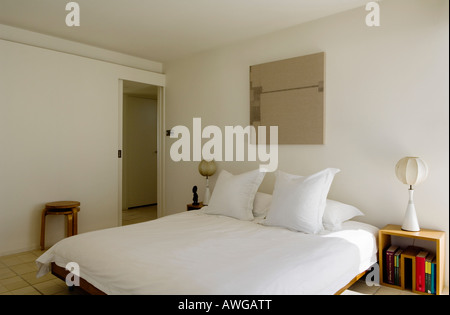 simple bedroom in white Stock Photo