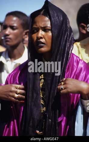 Tuareg woman at Algerian Sahara Sebiba Spring festival Djanet Algeria Stock Photo