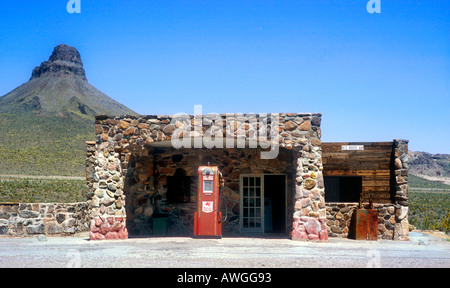 An old Mobile Oil gas station located on old Route 66 at the abandoned Cool Springs Camp outside of Oatman Arizona Stock Photo