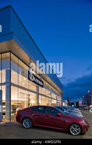 Lexus Car showroom at night Stock Photo