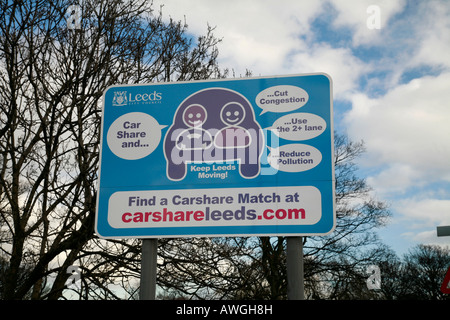 Road sign for Carshare lane in Leeds on the A647 Stock Photo