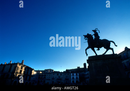 Francisco Pizarro  statue Conqueror of Perú. Trujillo.Caceres.Extremadura. Spain Stock Photo