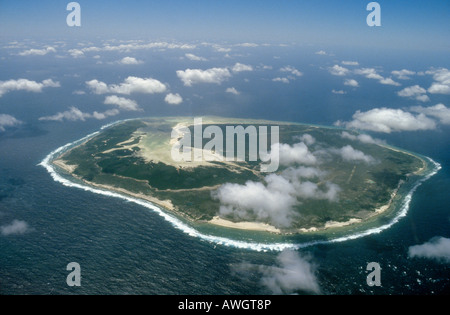 aerial view ,aerien,aerial,vue aerienne,L ile Europa Europa Island is a small tropical island in the Indian Ocean a Slightly les Stock Photo