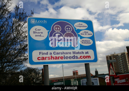 Road sign for Carshare lane in Leeds on the A647 Stock Photo