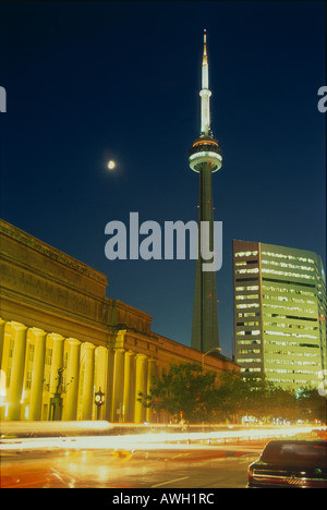 Toronto CN Tower illuminated at night Stock Photo - Alamy