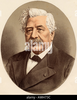 Ferdinand Marie, Vicomte de Lesseps, 1805 - 1894. French diplomat,who was later famous for developing the Suez Canal. Stock Photo