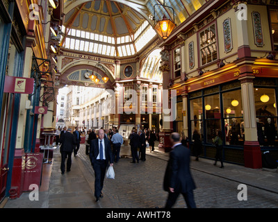 Leadenhall Market shopping mall, pubs, bars and shops in a covered