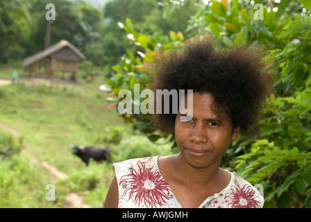 philippines guimaras woman at ati village Stock Photo