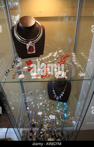 Jewellery in a shop display case Stock Photo