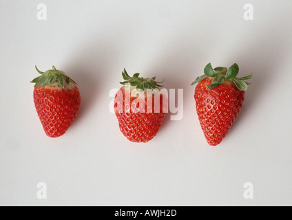Three strawberries Stock Photo