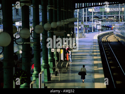 Train platform, Gare du Nord, Paris, France Stock Photo