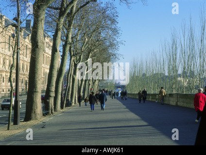 France, Paris, people walking on sidewalk Stock Photo