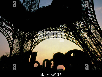 France, Paris, silhouette of Eiffel Tower, partial view Stock Photo