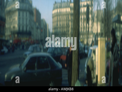 France, Paris, street scene, distorted image Stock Photo