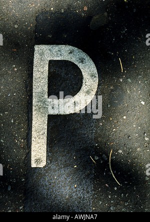 P, text, painted. Stock Photo