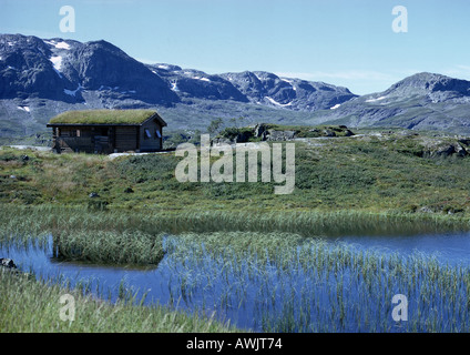Scandinavia, log cabin in mountains Stock Photo