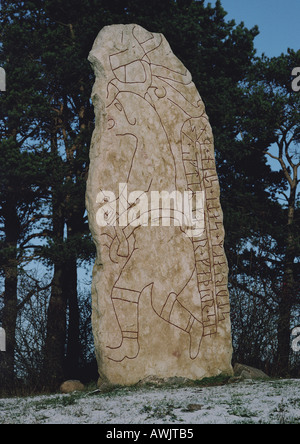 Sweden, rune stone Stock Photo