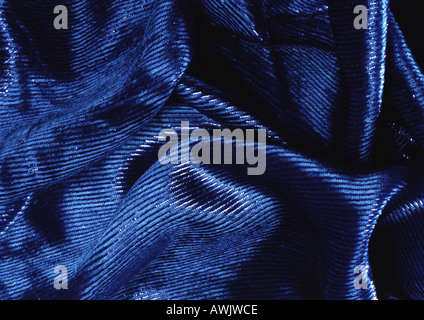 Crumpled blue fabric, close-up, full frame Stock Photo