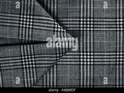 Black and white plaid fabric, close-up, full frame Stock Photo