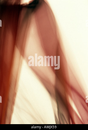 Sheer red fabric, blurred Stock Photo