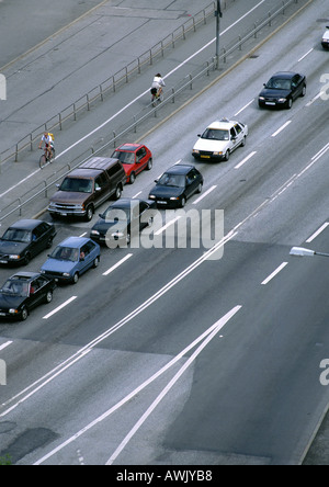 Cars on highway, high angle view Stock Photo