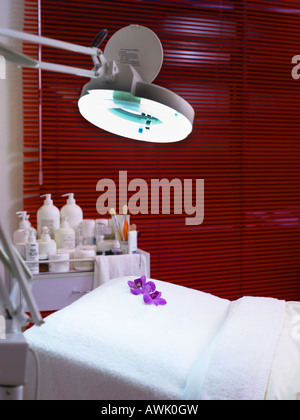 beauty treatment room with magnifying glass Stock Photo