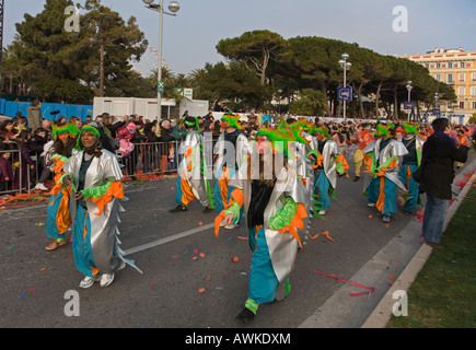 Dancers at end of the Nice Carnaval 2008 Stock Photo