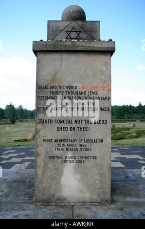 The Jewish Memorial in the main memorial area of the former German concentration camp at Bergen-Belsen, Germany. Stock Photo