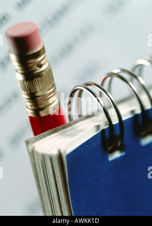 Notepad with pencil, close-up Stock Photo
