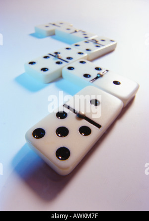 Dominoes on white surface, close-up Stock Photo