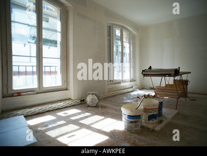Renovation equipment in unfurnished room Stock Photo