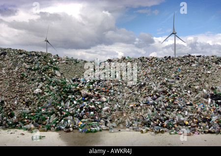 A WIND TURBINE SITUATED NEXT TO A GLASS RECYCLING DEPOT AT AVONMOUTH PORT NEAR BRISTOL UK 2007 Stock Photo