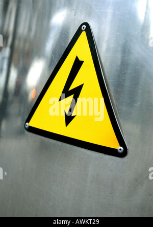 Electricity warning sign Stock Photo