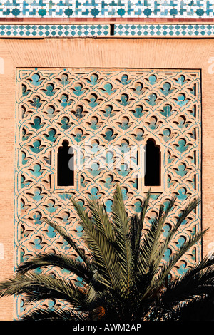 Facade detail of the Minaret at Kasbah Mosque in the Medina quarter, Marrakesh, Morocco, Africa Stock Photo