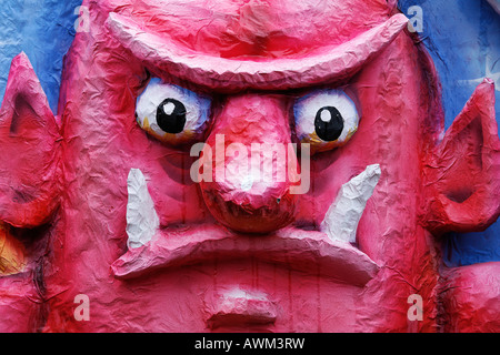 Paper-maché devil with fangs, Carnival (Mardi Gras) parade in Duesseldorf, North Rhine-Westphalia, Germany, Europe Stock Photo