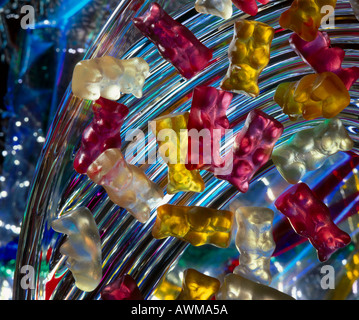 Close-up of gummy bears in bowl Stock Photo