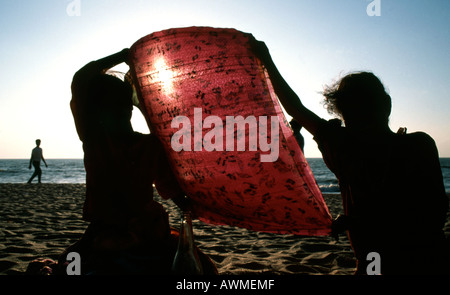 Vendors on beach in Goa, India Stock Photo