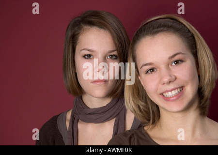 Two girls, pre-teens, early teens Stock Photo