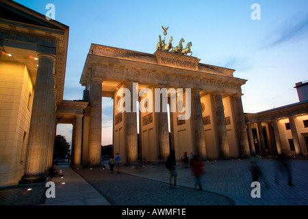 Silhouette of people in front of gate, Brandenburg Gate, Berlin, Germany Stock Photo