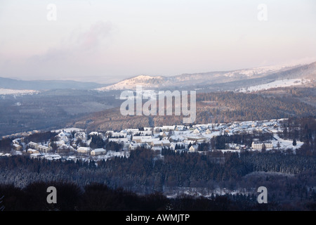 Wildflecken Barracks seen from Mt. Arnsberg, Rhoen Mountains, Lower Franconia, Bavaria, Germany, Europe Stock Photo