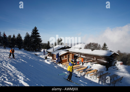 Cabin, Mt. Kreuzberg near Bischofsheim, Rhoen Mountains, Lower Franconia, Bavaria, Germany, Europe Stock Photo