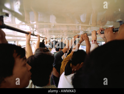 China, Hebei Province, Beijing, crowded bus Stock Photo