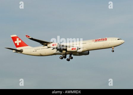 Swiss Air Lines Airbus A340-300 Aircraft Zurich Airport Stock