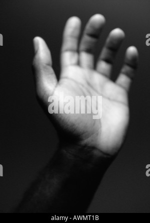 Man's hand, close up, black and white. Stock Photo